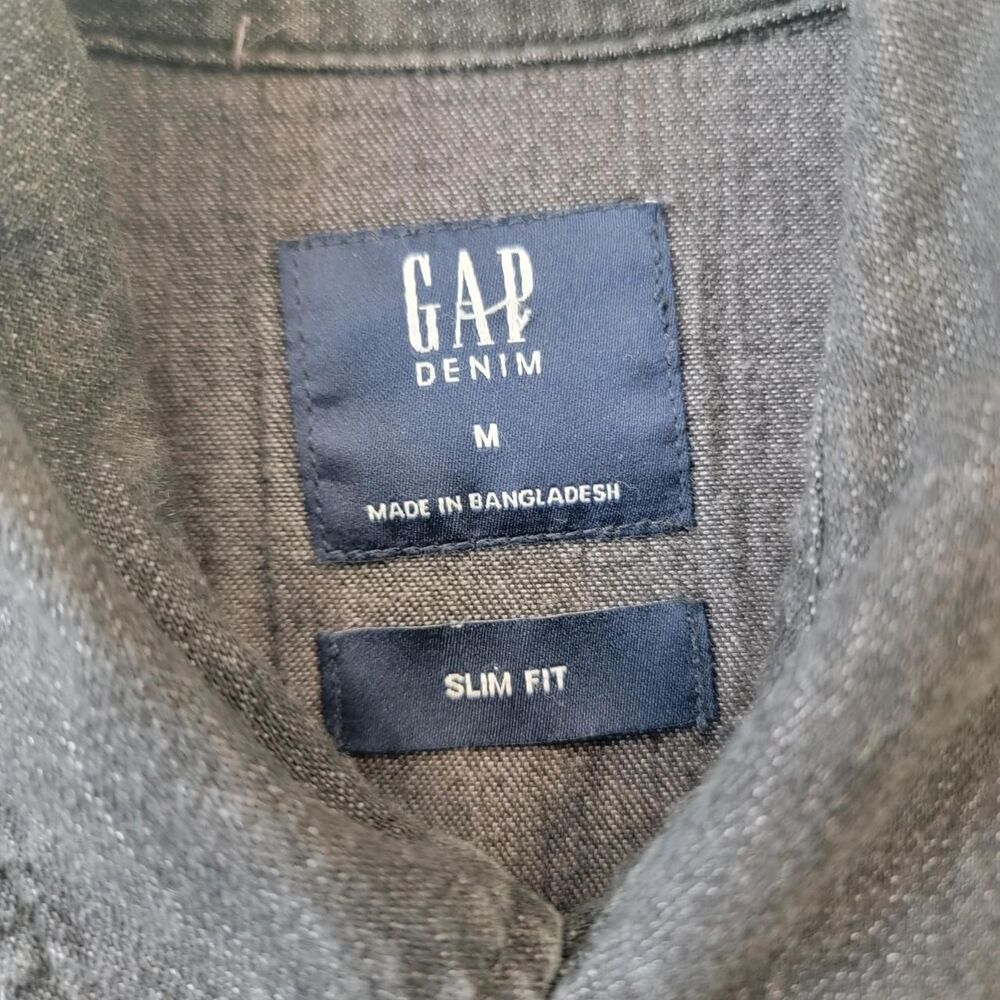 Gap Black Denim Button Down Shirt Long Sleeve Size M - Picture 3 of 8
